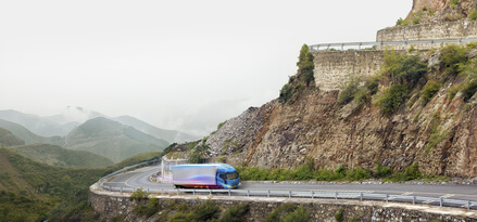 Truck on highway with viz