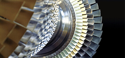 gas turbine blades on black background