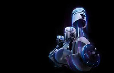 Industrial gas engine with viz on black background