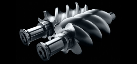 rotary screw on black background
