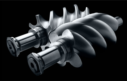 rotary screw on black background