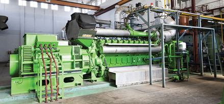 green gas engine in plant