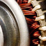 close up of copper wire on a electric motor