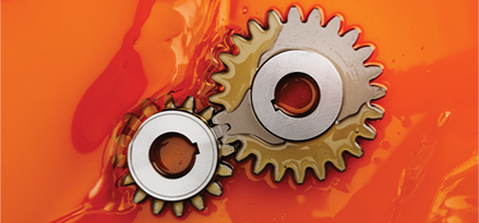 2 gears in orange oil