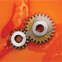 2 gears in orange oil