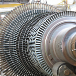 close up of silver steam turbine