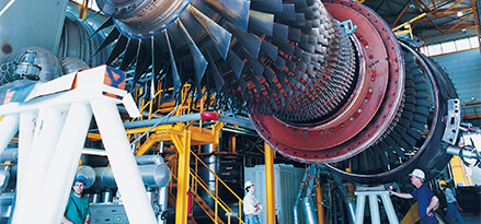 gas turbine with colorful blades