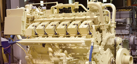white gas engine in factory