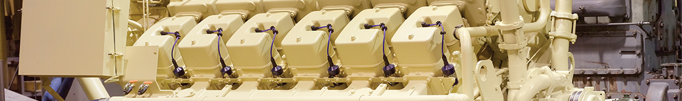 white gas engine in factory