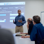 engineer teaching in conference room
