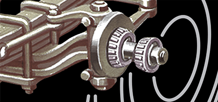 closeup of wheel bearing on truck schematic