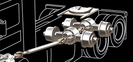 closeup of rear axle on truck schematic