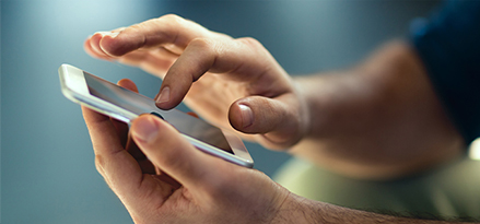 closeup of man using a smartphone