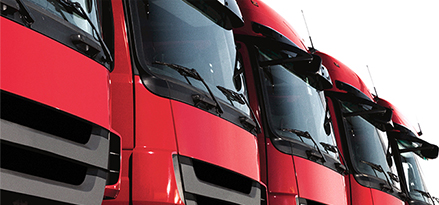 fleet of red trucks